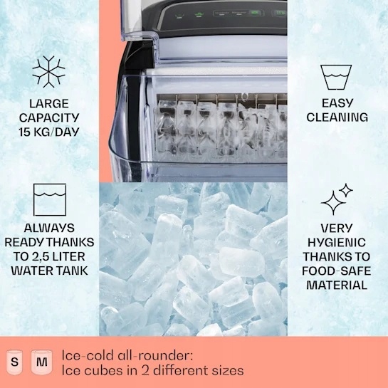 Kostkarka do lodu Klarstein Kristall Krystaliczny Przeźroczysty lód 15kg/24