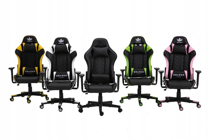 FOTEL GRACZA GAMINGOWY OBROTOWY KRZESŁO BIUROWE DO BIURKA ŻÓŁTY