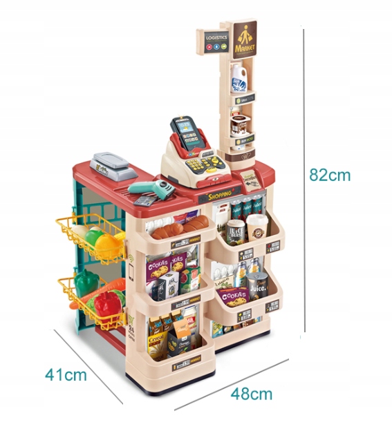 LT184 SUPERMARKET Z TERMINALEM PŁATNICZYM DUŻY SKLEP DLA DZIECI KASA WÓZEK