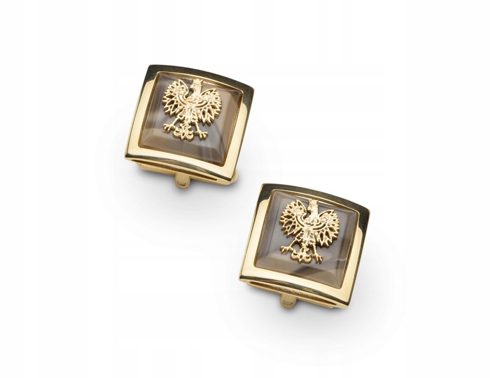 Spinki do mankietów koszuli srebrne 925 złocone złote męskie z orzełkiem