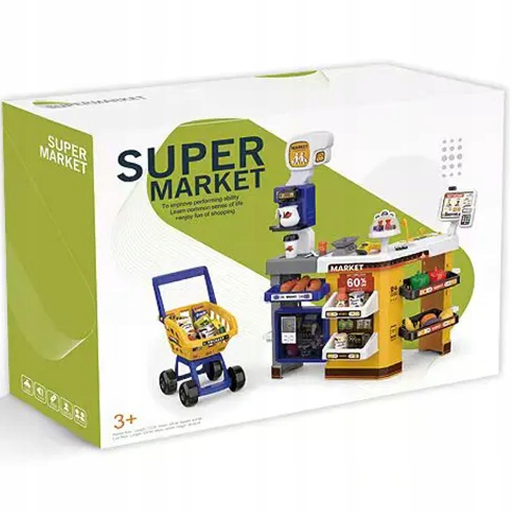 SUPERMARKET SKLEP OBROTOWA KASA dla Dzieci LODÓWKA KOSZYK MATADI