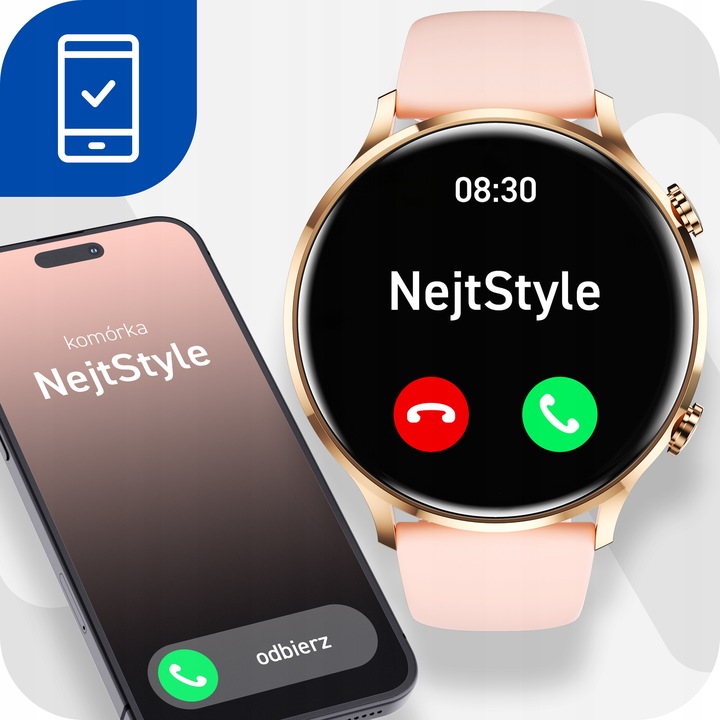 Smartwatch Zegarek Damski Pomiary Rozmowy Pulsometr Polskie Menu Elegancki