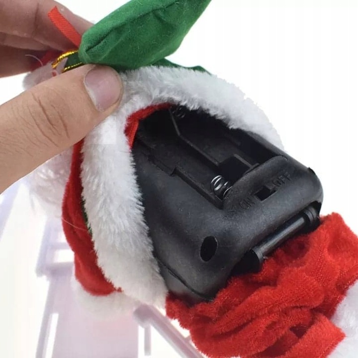 WSPINAJĄCY SIĘ MIKOŁAJ 20 cm PO LINIE 100CM Z MELODYJKA NA ŚWIĘTA