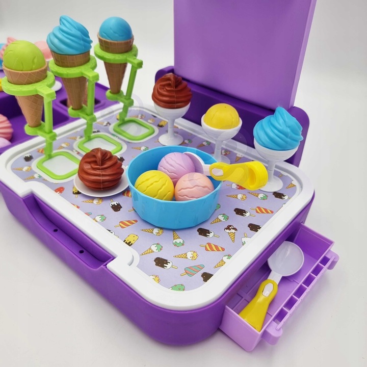 SKLEP LODZIARNIA 3w1 KUCHNIA WALIZKA LODY ZESTAW CUKIERNIA SŁODKOŚCI WOOPIE
