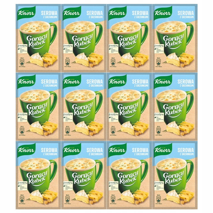 Pakiet 12szt Gorący Kubek Serowa z grzankami 22g