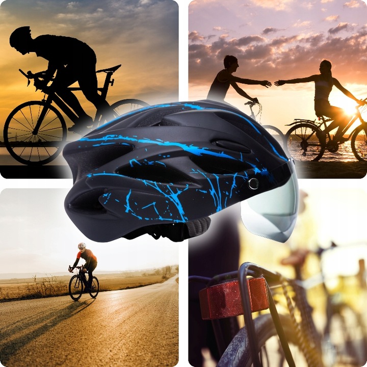 KASK ROWEROWY męski damski LEKKI REGULOWANY 54-62 cm z okularami 2 RODZAJE