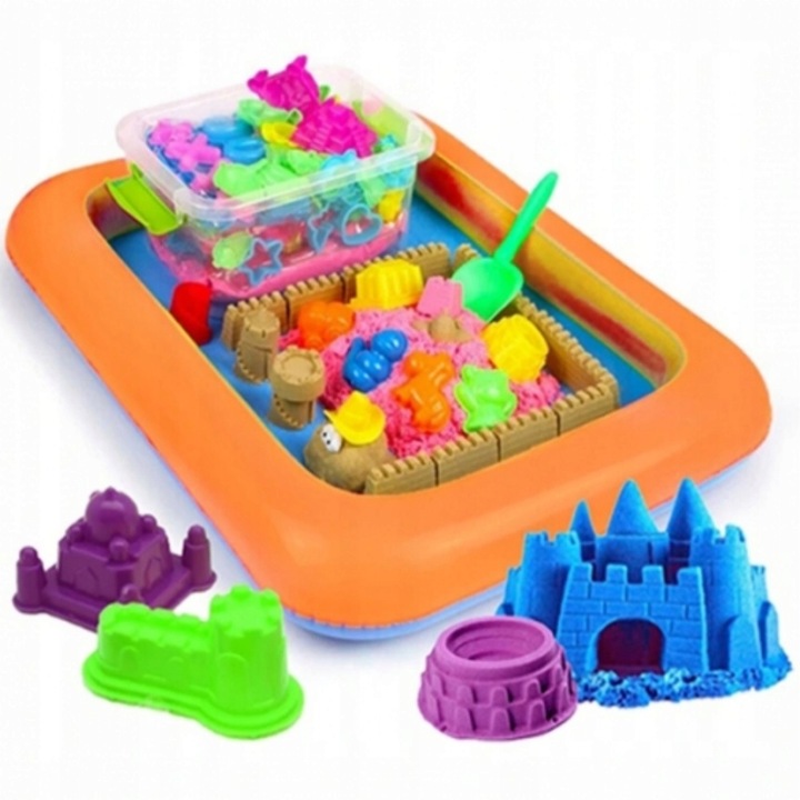 PIASEK KINETYCZNY 5kg +BASEN FOREMKI ŁOPATKA PIASKOWNICA WIADERKO ZESTAW XL