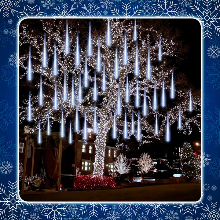 METEORY 10 SPOLI 50 CM 360 LED LAMPKI PADAJĄCY ŚNIEG SOPLE GIRLANDA 8 m