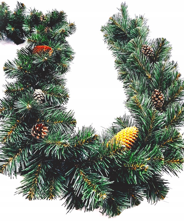 GIRLANDA CHOINKOWA ŚWIĄTECZNA 280 cm + szyszki do dekoracji