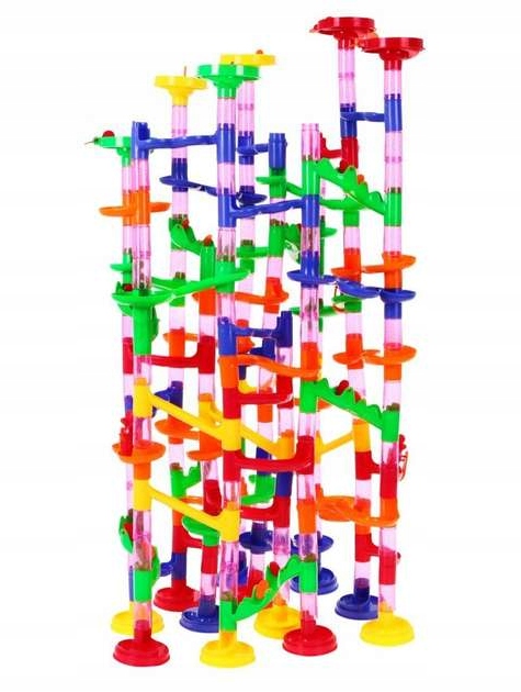 Bardzo Duży Tor Kulkowy dla kulek KULODROM 219 el Zjeżdżalnia Klocki