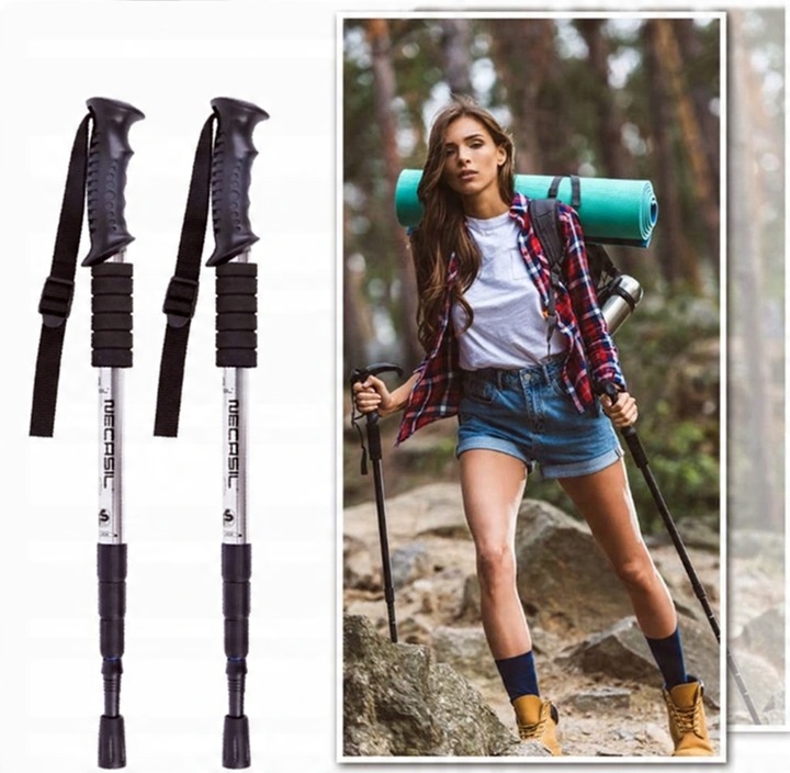 KIJE TREKKINGOWE ANTISHOCK DO CHODZENIA PO GÓRACH NORDIC WALKING KIJKI ALU