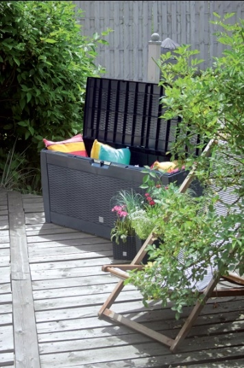 SKRZYNIA OGRODOWA SCHOWEK NA TARAS BALKON POJEMNIK 310L BRĄZ PRODUKT POLSKA