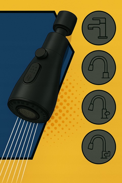 PRZEDŁUŻACZ KRANU KUCHENNEGO AERATOR PERLATOR 3 FUNKCJE 360° CZARNY LOFT 2s