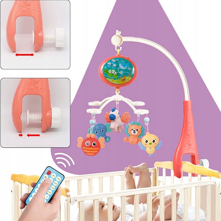 KARUZELA KARUZELKA DO ŁÓŻECZKA PROJEKTOR PILOT GRZECHOTKI 100 MELODII TIMER