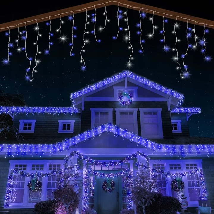 SOPLE 500 LED KURTYNA LAMPKI ZEWNĘTRZNE IP44 FLASH Niebieskie 23M