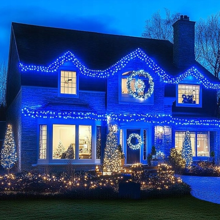 Lampki Choinkowe Flash 500 NIEBIESKIE + Biały Zimny FLASH