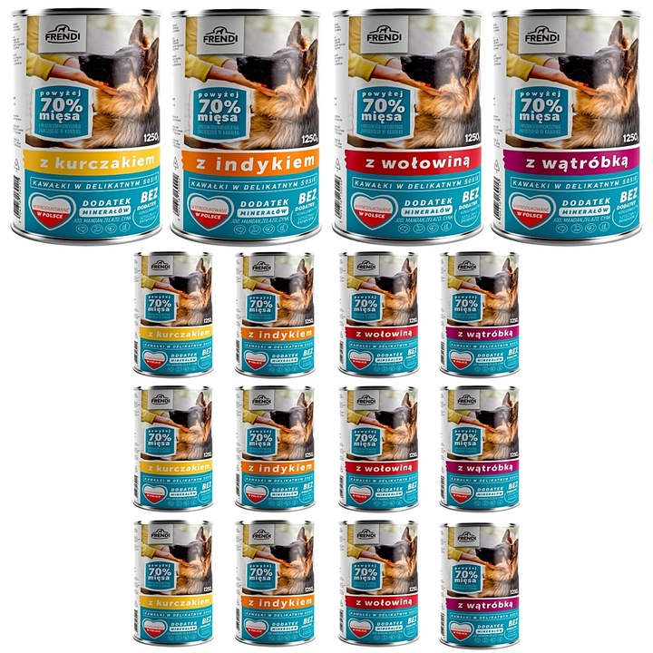 Frendi dla psa Mix smaków 16 puszek 1250 g