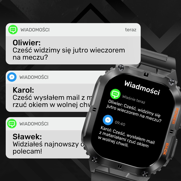 SMARTWATCH ZEGAREK MĘSKI MENU POLSKIE SPORT PULS ROZMOWY SMART WATCH AMOLED