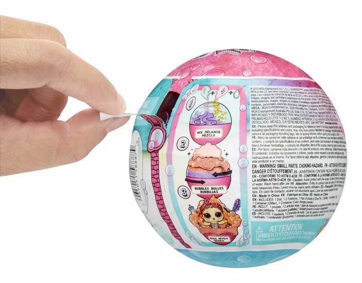LOL SURPRISE BUBBLE Suprise Lalka 7,6cm Kula Niespodzianka RÓŻOWA MUSUJĄCA