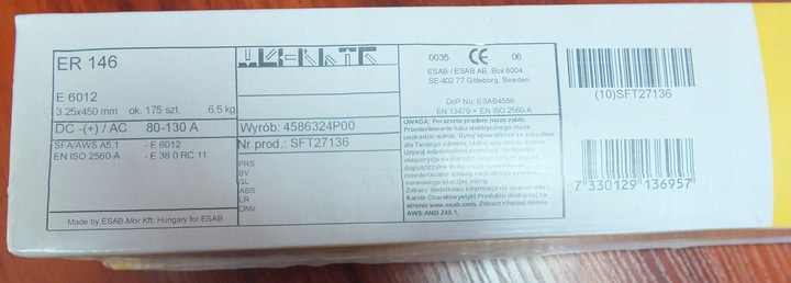 Elektrody spawalnicze ESAB ER 146 Ø3,25; 6,5kg