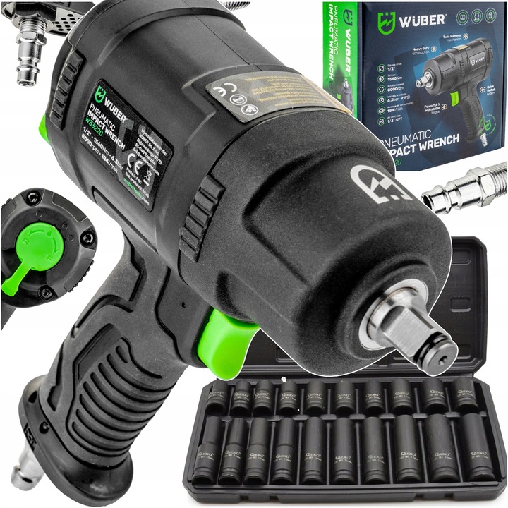 KLUCZ UDAROWY KOMPOZYTOWY PNEUMATYCZNY Z UDAREM DO KÓŁ 1560 Nm 1/2" ZESTAW