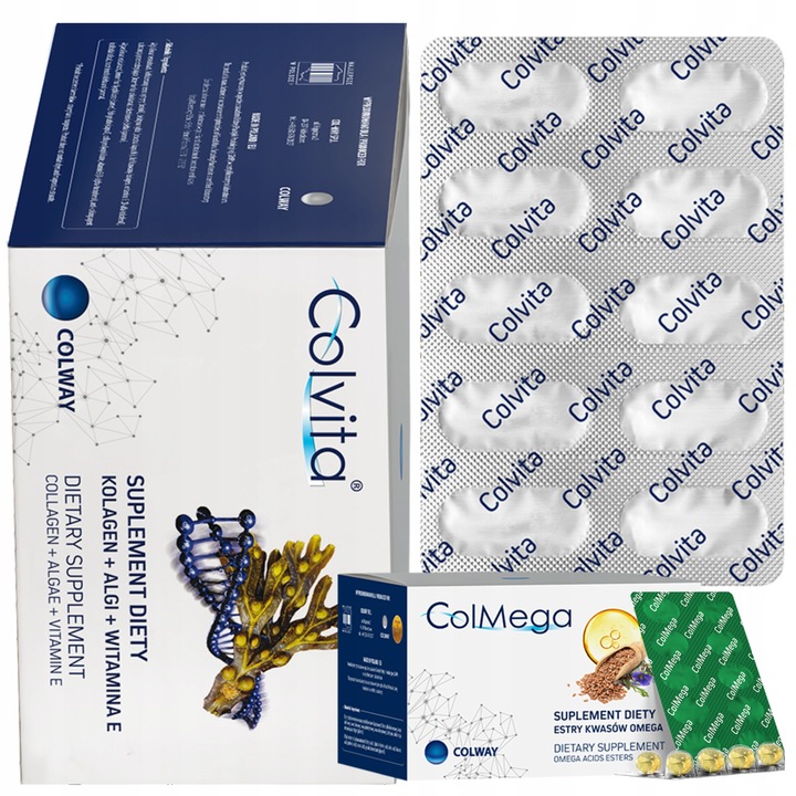COLVITA liofilizowany KOLAGEN Rybi w kaps.+ Algi+ Wit.E 120k. + PREZENT