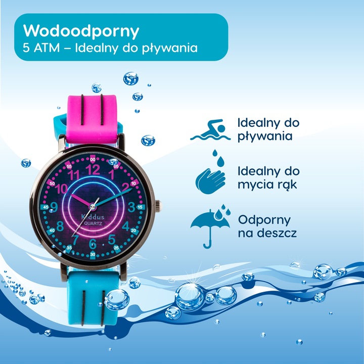 Kiddus Zegarek edukacyjny dla dzieci, idealny do nauki odczytywania godziny