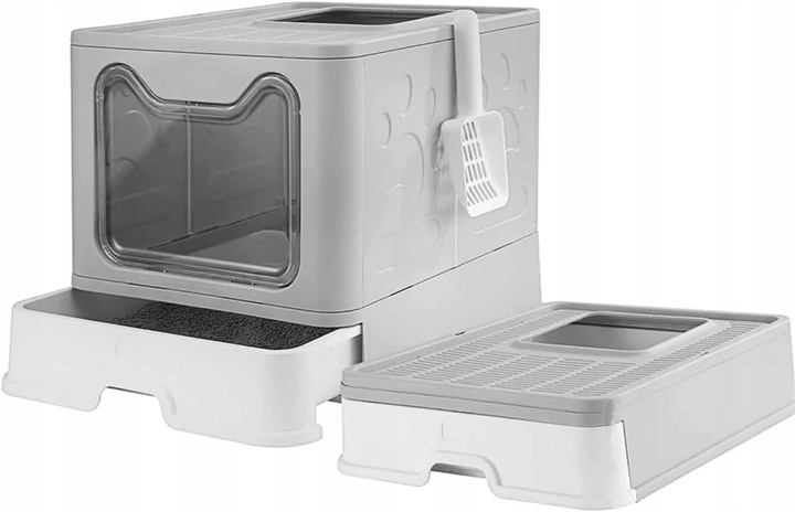 Duża Kuweta dla KOTA Zamknięta Kryta Zamykana z Szufladą z Łopatką XXL