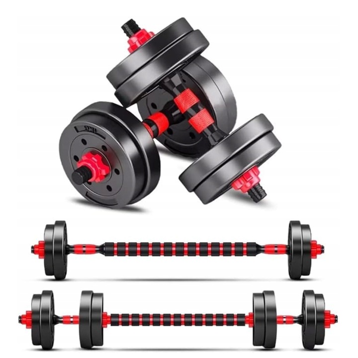 HANTLE ZESTAW HANTLI REGULOWANYCH DO ĆWICZEŃ 10 kg 2 X 5 kg + SZTANGA