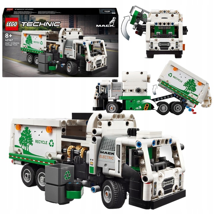 LEGO Technic 42167 Mack LR Elektryczna śmieciarka Samochód z Ładowarką Auto