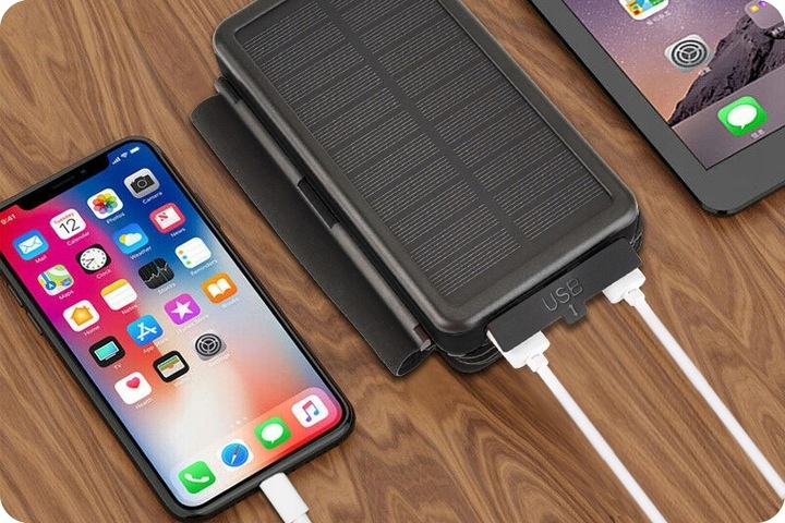 WEBSKI POWERBANK SOLARNY MOCNE 4 PANELE SOLARNE POJEMNOŚĆ 20000MAH USB-C