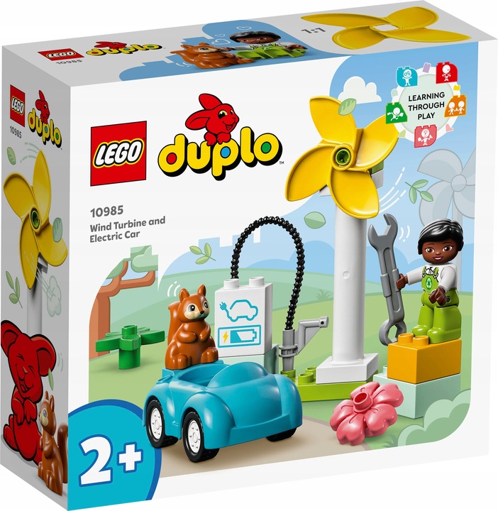LEGO DUPLO 10985 Turbina wiatrowa i samochód dla dzieci 2+ prezent torba