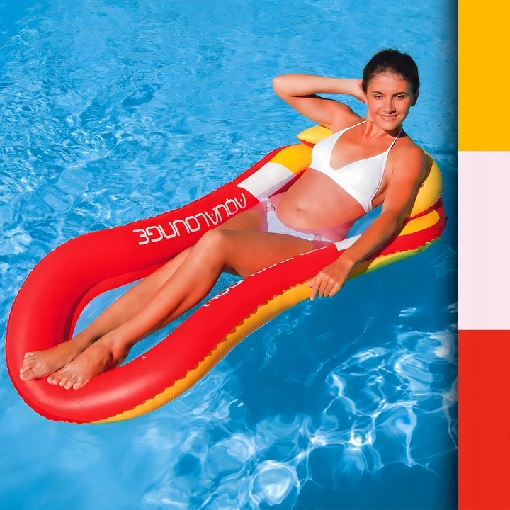 MATERAC DMUCHANY Z SIATKĄ DO PŁYWANIA LEŻAK PLAŻOWY NA BASEN HAMAK WODNY