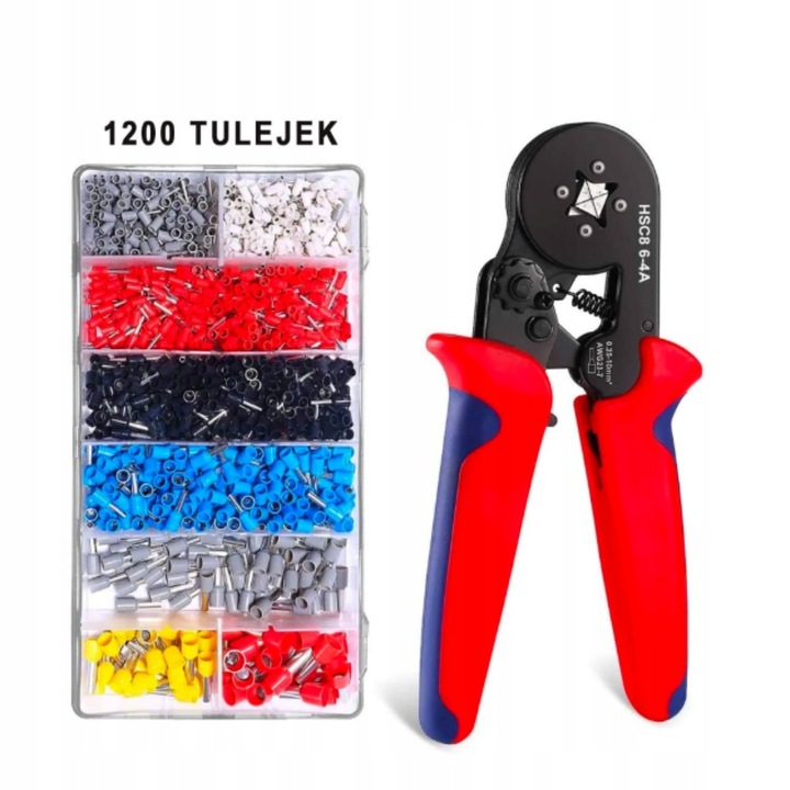 ZACISKARKA PRASKA DO KONEKTORÓW TULEJEK KABLI PRZEWODÓW 1200 SZTUK TULEJEK