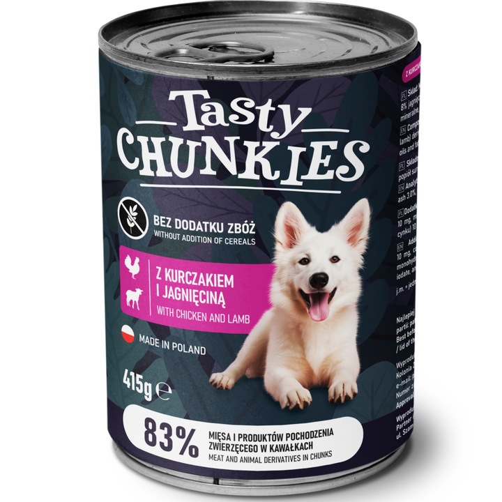 Tasty Chunkies bezzbożowa dla psa GRAIN-FREE ZESTAW mix smaków 24x415g