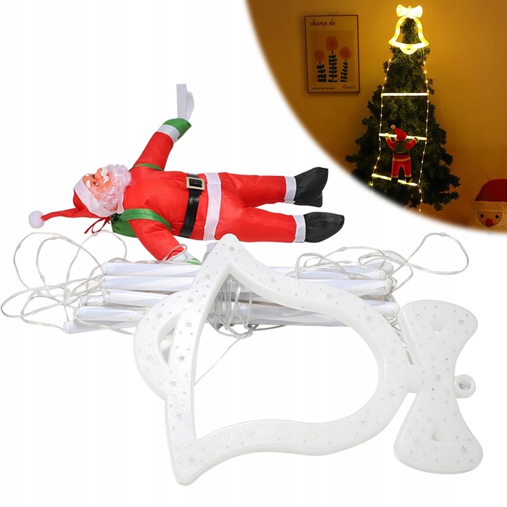 ŚWIĄTECZNE LAMPKI LED DRABINKA ŚWIĘTEGO MIKOŁAJA 8 TRYBÓW 160 CM