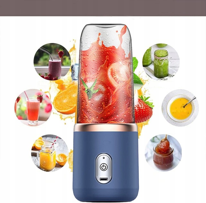 MINI MIKSER USB O POJEMNOŚCI 400 ML Z 6 OSTRZAMI, DO SMOOTHIE, NA PODRÓŻY