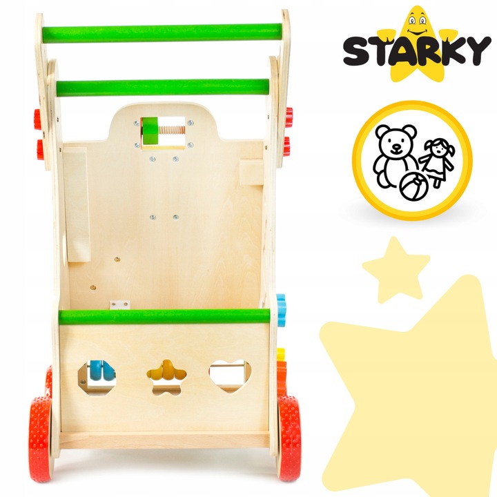 Prezent na roczek jeździk pchacz drewniany chodzik tablica manipulacyjna