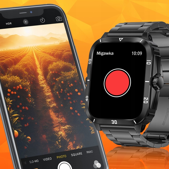 Smartwatch Zegarek Męski Wodooporny PL Menu Rozmowy Smart Watch 3 Paski