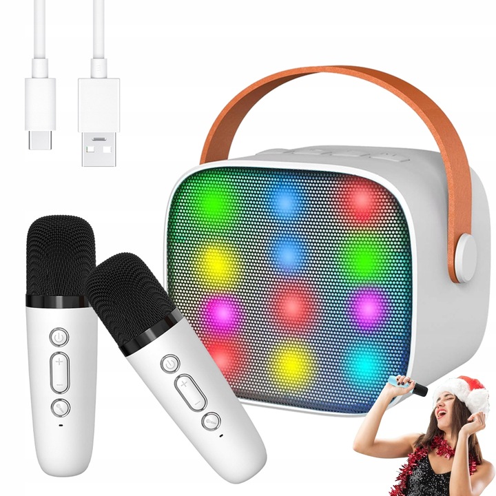 MIKROFON BEZPRZEWODOWY KARAOKE GŁOŚNIKIEM BLUETOOTH GŁOŚNIK Z KOLOROWYM LED