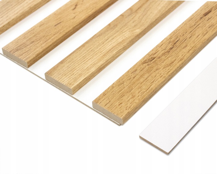 Lamele na białej płycie HDF - zestaw 59,5 cm x 275 cm - DĄB Miodowy i inne