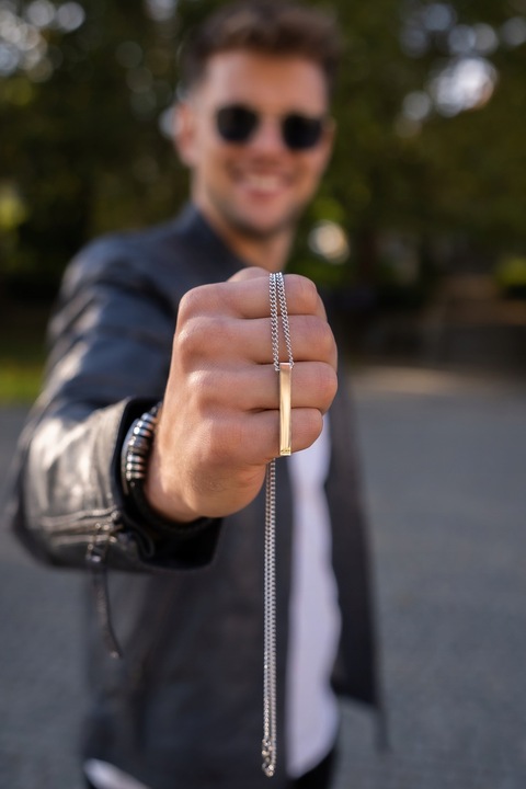 Srebrny naszyjnik Męski z Grawerem Łańcuszek Pancerka Stal GRAWER GRATIS