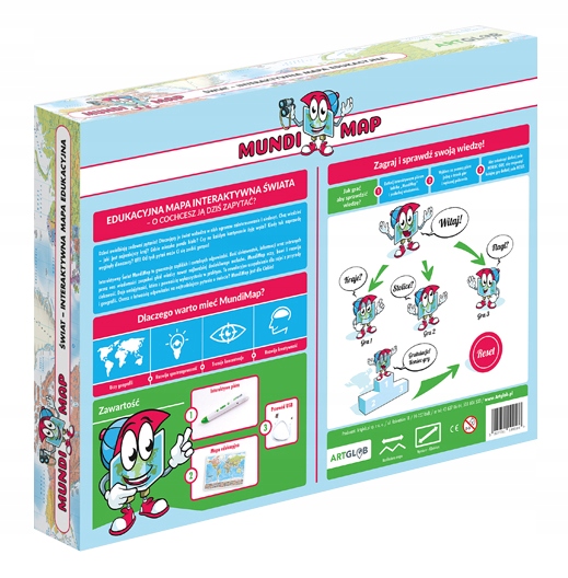 INTERAKTYWNA MAPA ŚWIATA Z PENEM / PIÓREM MUNDIMAP GRY EDUKACJA ARTGLOB