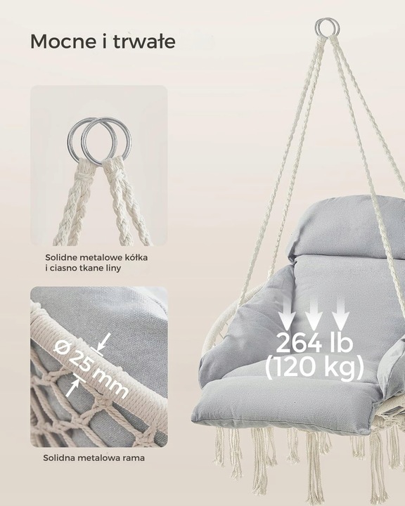 Huśtawka W STYLU BOHO krzesło brazylijskie wiszący fotel ogrodowy