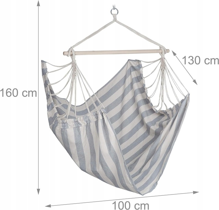 HAMAK FOTEL WISZĄCY OGRODOWY BRAZYLIJSKI BUJANY HUŚTAWKA KOKON SZARY