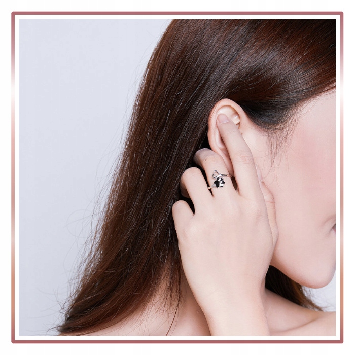 Srebrny Pierścionek Otwarty ŁAPKA PUPILA S925