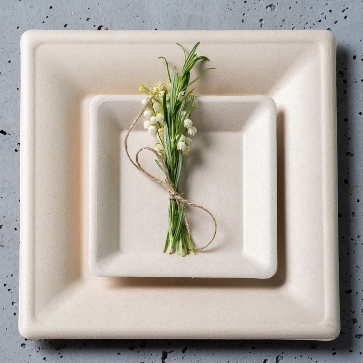 Zestaw z trzciny cukrowej kwadratowy brąz/12 osób