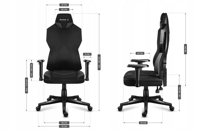 STYLOWY Fotel Gamingowy HUZARO Combat 6.2 Black z Oświetleniem RGB LED