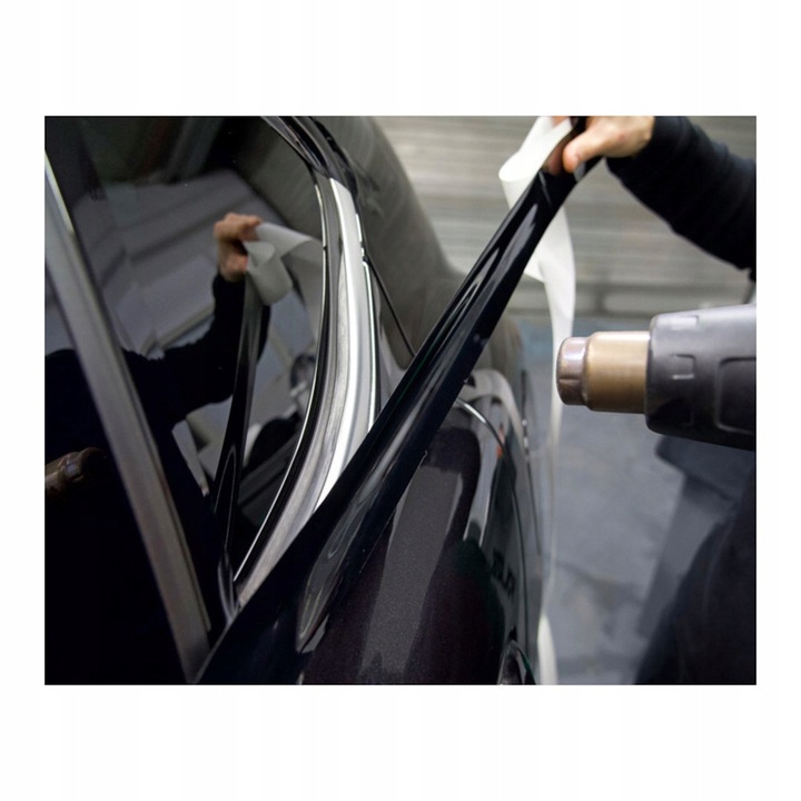 Folia Taśma Dechroming Czarny Połysk Na Listwy Progi 3,5cmx10M Rakla Nożyk