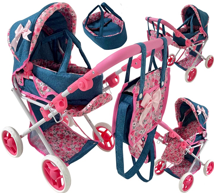 WÓZEK DLA LALEK GŁĘBOKI SPACERÓWKA GONDOLA 3w1 MarioToys TORBA POŚCIEL